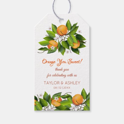 Love Is Sweet Orange Fruit  Wedding Gift Tags