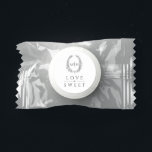 Love is sweet oval wreath white dark gray wedding life saver® mints<br><div class="desc">Hand-drawn leaves dark charcoal gray on white background wedding treats. Personalize with your own monogram initials and words currently reads love is sweet. Ideal to inform guests of treat favor. Other matching items are available. Original art by Sarah Trett exclusively for www.mylittleedenweddings.com on Zazzle.</div>