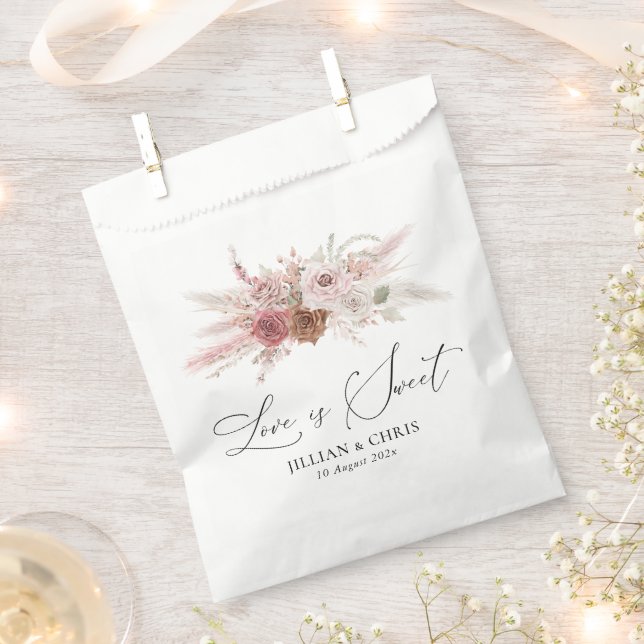 love is sweet pampas floral dusty pink wedding favor bag (Clipped)