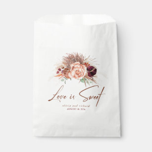 Love is Sweet Pampas Grass Terracotta Floral  Favor Bag