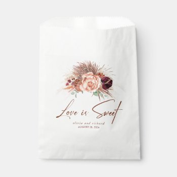 Love Is Sweet Pampas Grass Terracotta Floral  Favor Bag by lovelywow at Zazzle