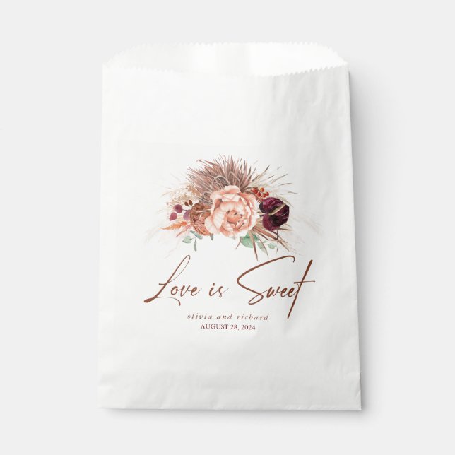 Love is Sweet Pampas Grass Terracotta Floral  Favor Bag (Front)