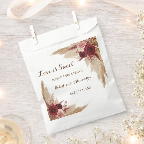 Love is Sweet Pampas Grass Wedding Treat Favor Bag