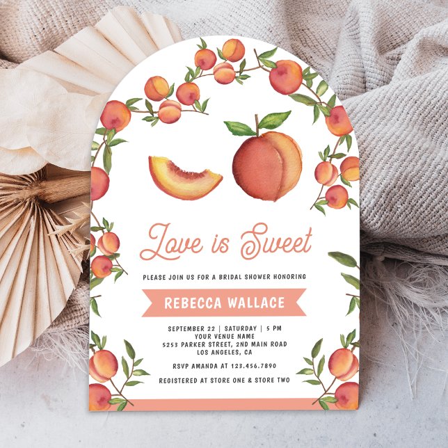 Love is Sweet Peach Fruit Arch Bridal Shower Invitation (Creator Uploaded)