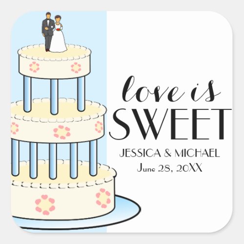 Love is Sweet Personalized Wedding Cake Box Labels