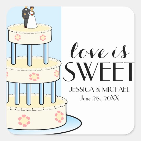 Love is Sweet Personalized Wedding Cake Box Labels