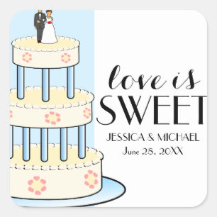 Love is Sweet Personalized Wedding Cake Box Labels