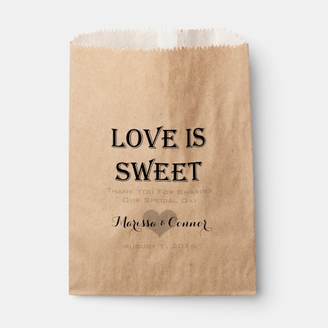 Love Is Sweet Personalized Wedding Favor Bag (Front)