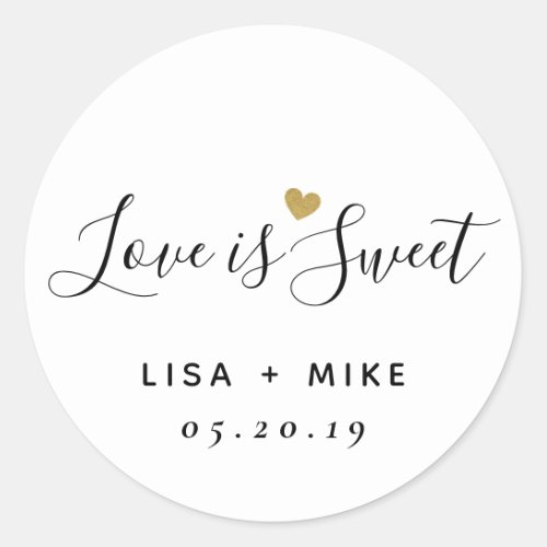Love is Sweet Personalized Wedding Favor Classic Round Sticker