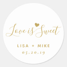 By PMPrinted personalised Wedding favour stickers 37mm x 35 Greenery and leaves Love is sweet 