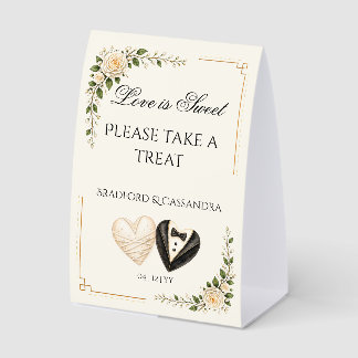 Love Is Sweet Personalized Wedding Shower Treat Paper Table Tent