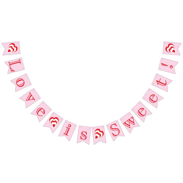 Love is Sweet! Pink Bridal Wedding Shower Bunting Flags (All)