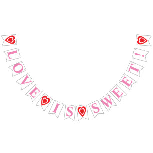 LOVE IS SWEET! PINK CELEBRATION DECOR BUNTING FLAGS