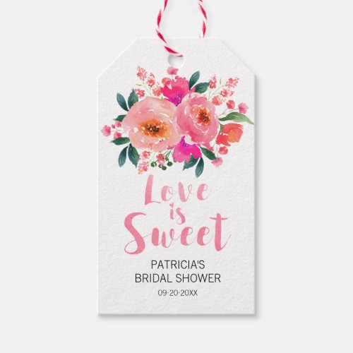Love is Sweet Pink Floral Bridal Shower Favor Gift Tags