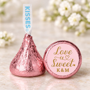 Love is Sweet Pink Gold Heart Script Hershey®'s Kisses®