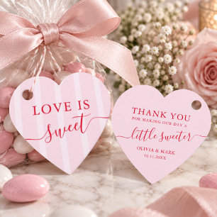 Love is Sweet Pink Stripes Wedding Favor Tags