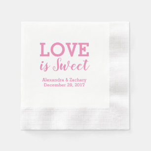 Love Is Sweet Pink Wedding Engagement Party Napkins