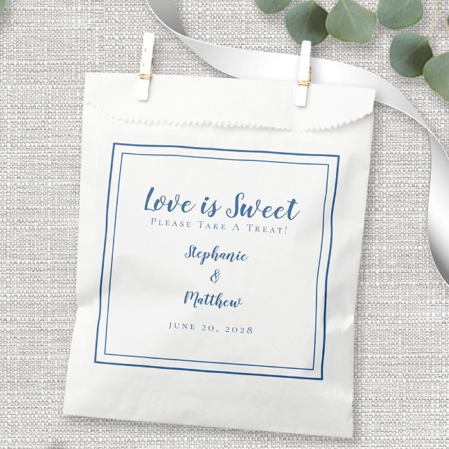 Love Is Sweet Please Take A Treat Blue Wedding Favor Bag (Creator Uploaded)