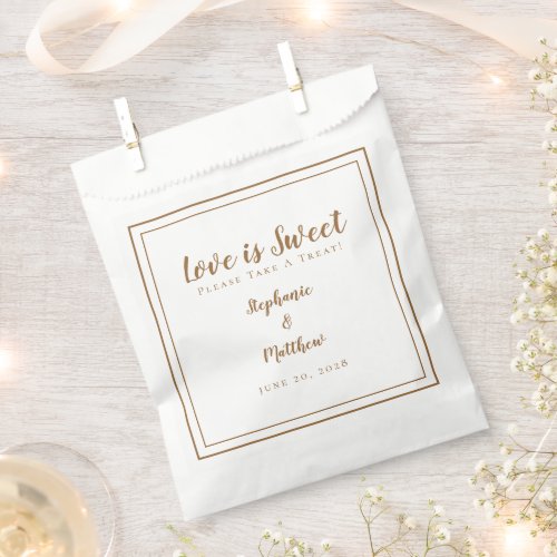 Love Is Sweet Please Take A Treat Brown  Wedding Favor Bag