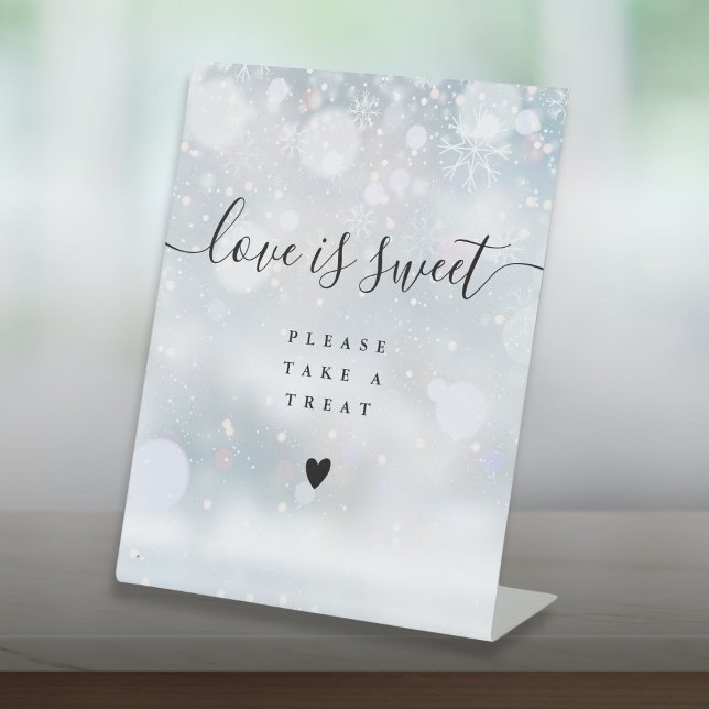 Love Is Sweet Please Take A Treat Favor Winter Pedestal Sign (Love Is Sweet Please Take A Treat Favor Winter Pedestal Sign)
