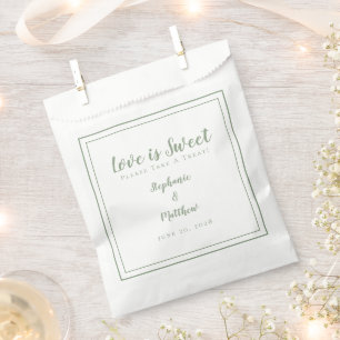 Love Is Sweet Please Take A Treat Green Wedding Favor Bag