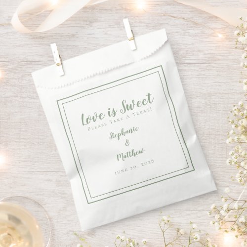 Love Is Sweet Please Take A Treat Green Wedding Favor Bag