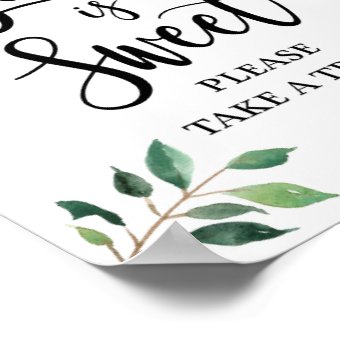 Love is Sweet Please Take a Treat Greenery Sign | Zazzle