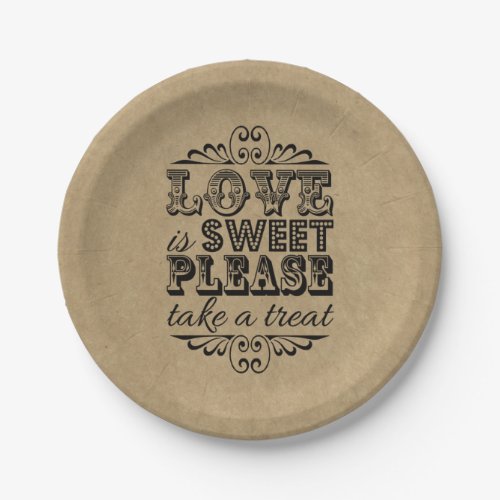 Love Is Sweet Please Take A Treat Paper Plate