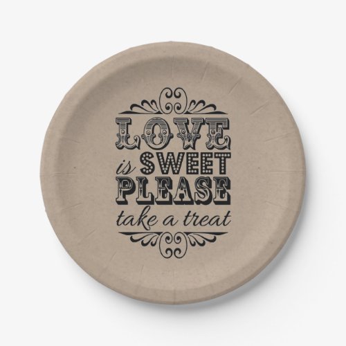 Love Is Sweet Please Take A Treat Paper Plate