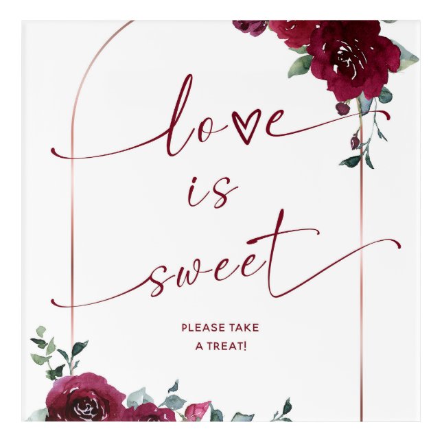 Love is Sweet Please Take A Treat Sign Acrylic Print (Front)