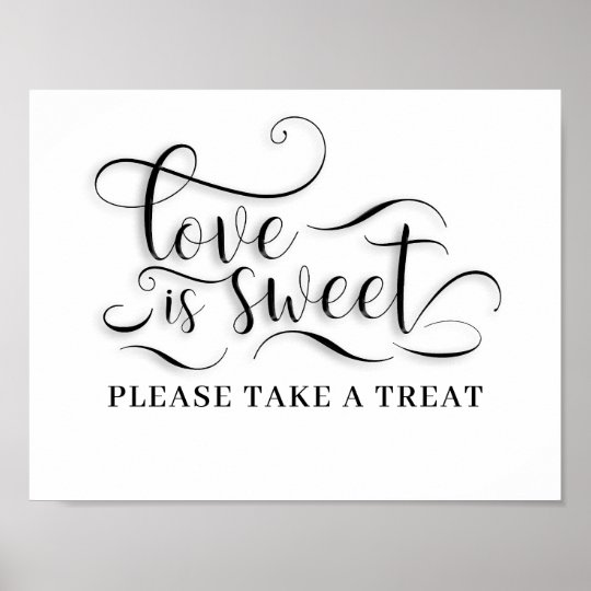 Love Is Sweet Please Take A Treat Table Card Poster | Zazzle.com