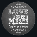 Love Is Sweet, Please Take A Treat! Wedding Favor Classic Round Sticker<br><div class="desc">Love Is Sweet,  Please Take A Treat! Wedding Favor Stickers.</div>