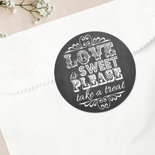 Love Is Sweet, Please Take A Treat! Wedding Favor Classic Round Sticker