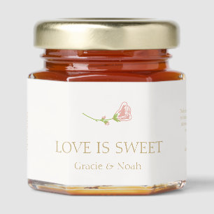 Love is Sweet Pretty Floral Blush Rose Wedding Honey Jar Favors