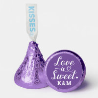Love is Sweet Purple Heart Script Wedding