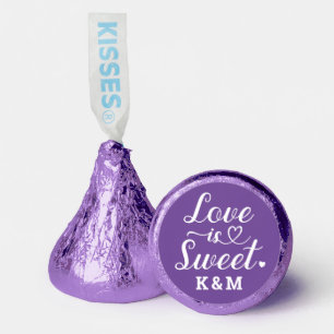 Love is Sweet Purple Heart Script Wedding Hershey®'s Kisses®