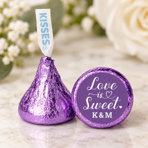 Love is Sweet Purple Heart Script Wedding Hershey®'s Kisses®
