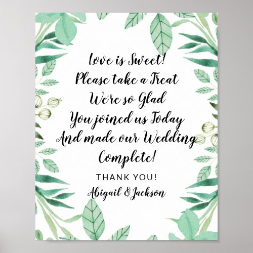 Love is Sweet Quote Wedding Reception Treat Sign