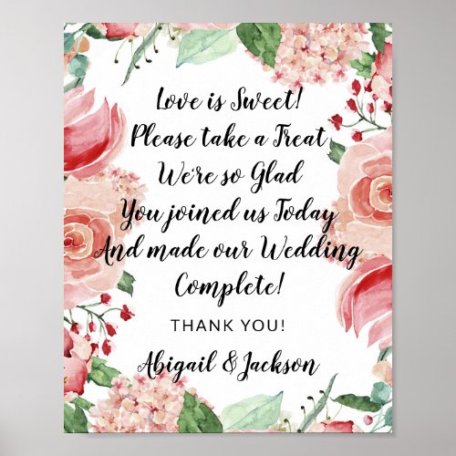 Love is Sweet Quote Wedding Reception Treat Sign