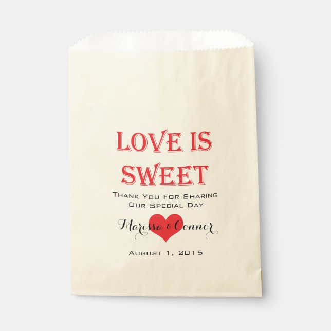 Love Is Sweet Red and Black Wedding Bags (Front)