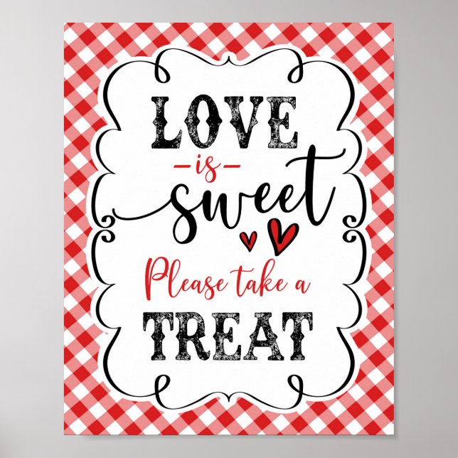 Love Is Sweet Red Gingham Picnic I Do BBQ Poster (Front)