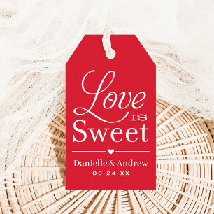 Love is Sweet Red Script Wedding Favor Gift Tags