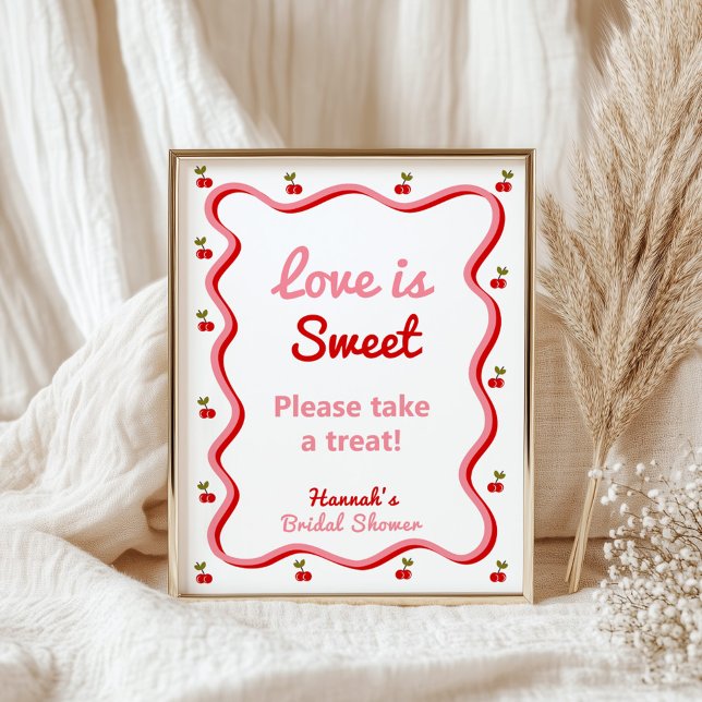 Love is Sweet Retro Cherry Bridal Shower sign (Creator Uploaded)