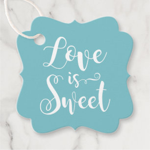 Love is Sweet Robin Egg Blue Calligraphy Wedding Favor Tags