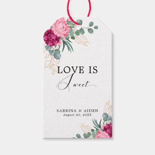 Love is Sweet Romantic Burgundy Blush Pink Floral  Gift Tags
