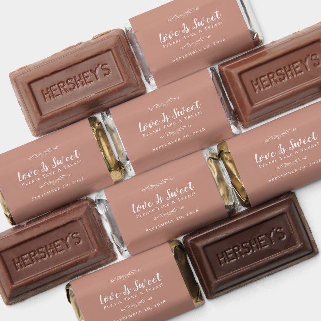 Love Is Sweet Rose Gold Pink Wedding  Hershey's Miniatures (Assorted)