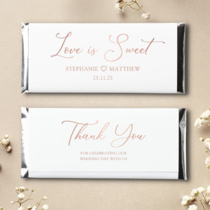 Love Is Sweet Rose Gold Wedding Hershey Bar Favors