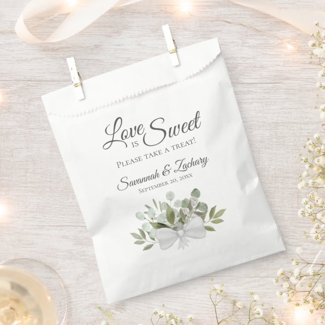 Love is Sweet Rustic Eucalyptus & Greenery Wedding Favor Bag (Clipped)