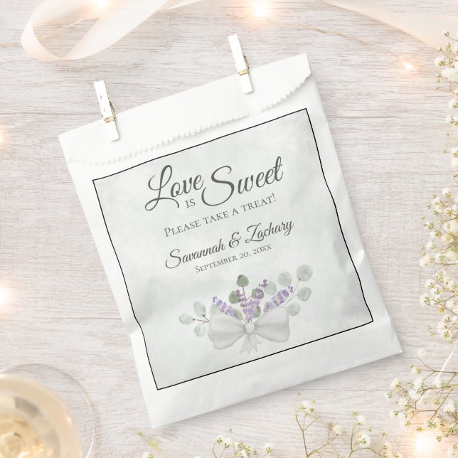 Love is Sweet Rustic Eucalyptus & Lavender Wedding Favor Bag (Clipped)