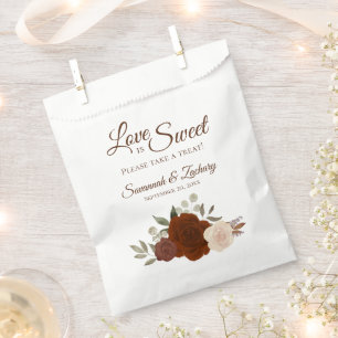 Love is Sweet Rustic Fall Floral Wedding Favor Bag